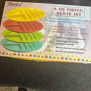 4-Piece Fiesta Plate Set - Red, Yellow, Green, Blue